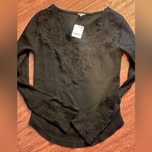 cute black thermal from free people - Lacy detail - butterfly
